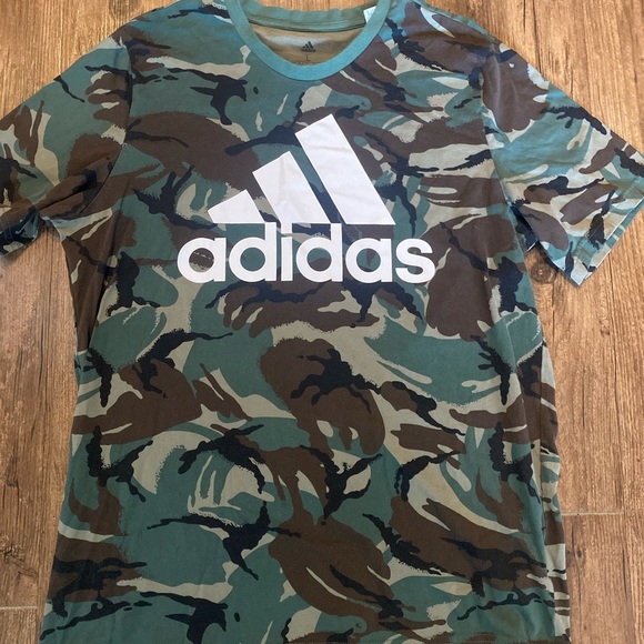 Adidas Green and Brown Camouflage Short Sleeve Tee - Picture 2 of 5